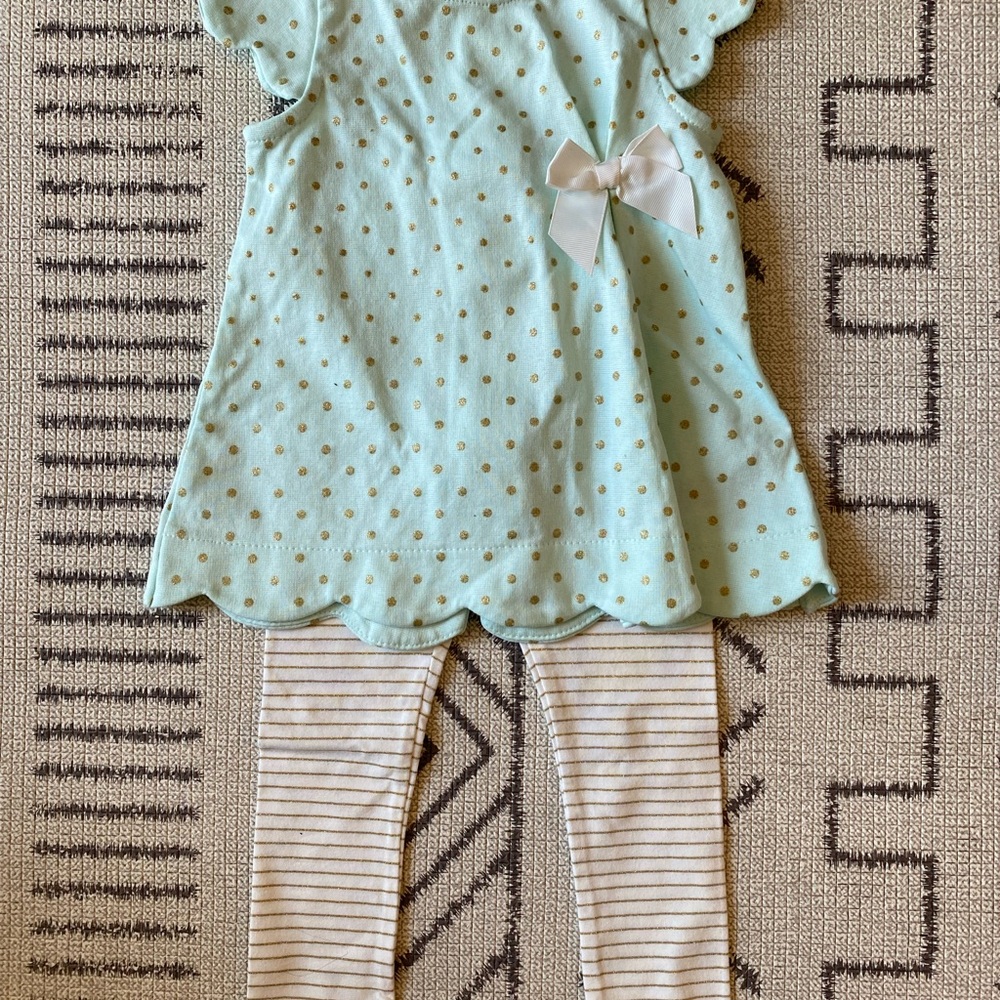 Tahari Mint Green Polka Dot Kids Matching Set